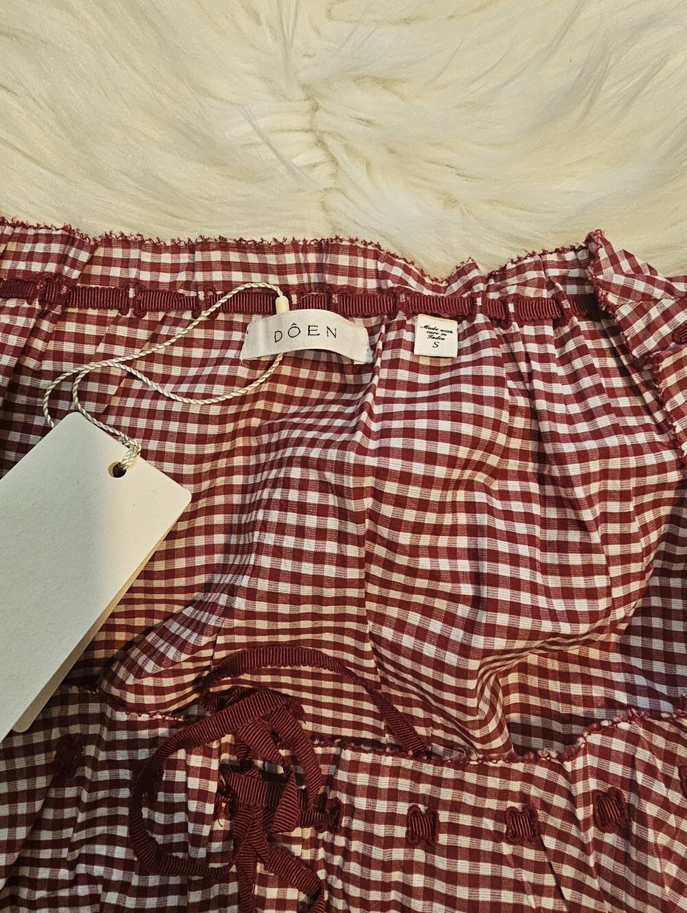 NWT DOEN Traveler Top Mulberry La Maddalena Gingham Small - Picture 6 of 10